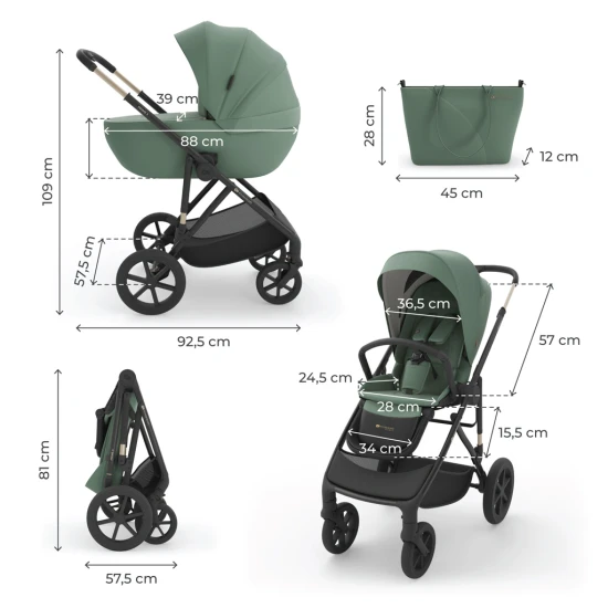 Kombi-Kinderwagen 3in1 Prime 3 Dark Green Kombi-Kinderwagen 3in1 Prime 3 Dark Green Kinderkraft KSPRIM03GRE3000