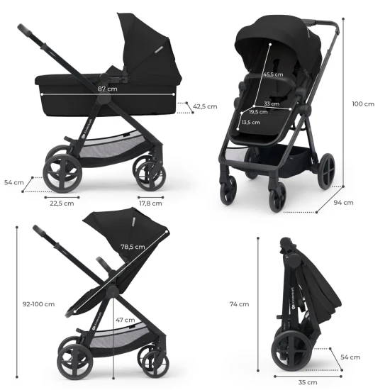 Kombi-Kinderwagen 4in1 Newly Classic Black + Mink PRO Kinderkraft KSNEWL00BLK400I