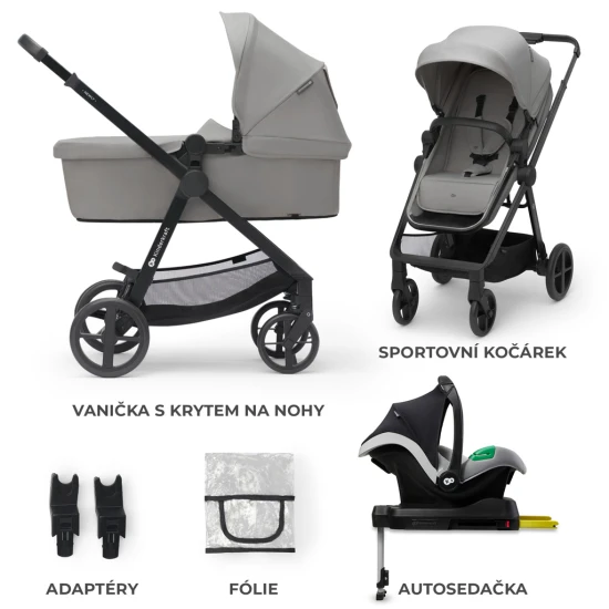 Kombi-Kinderwagen 4in1 Newly Classic Grey + Mink PRO Kombi-Kinderwagen 4in1 Newly Classic Grey + Mink PRO Kinderkraft KSNEWL00GRY400I