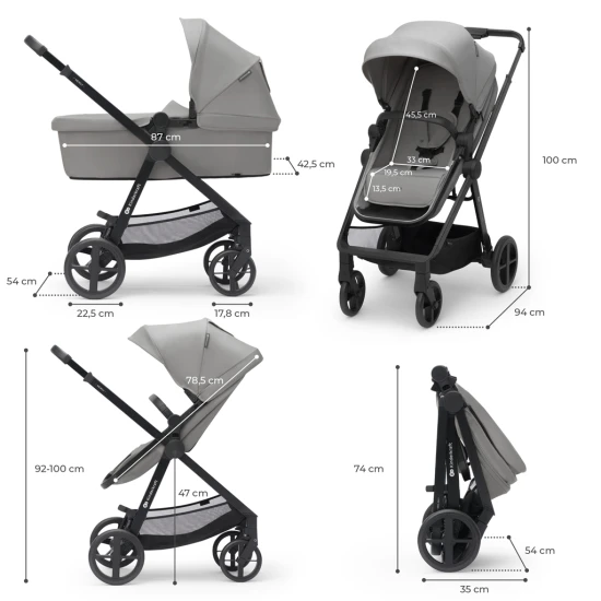 Kombi-Kinderwagen 4in1 Newly Classic Grey + Mink PRO Kombi-Kinderwagen 4in1 Newly Classic Grey + Mink PRO Kinderkraft KSNEWL00GRY400I