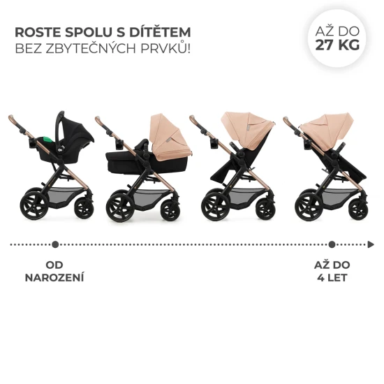 Kombi-Kinderwagen Moov 2 3in1 Sand Beige penové kolesá Kinderkraft KSMOOV02BEGEV00