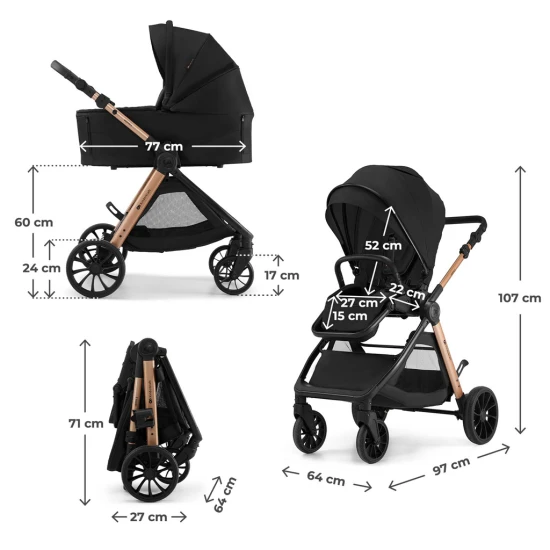 Kombi-Kinderwagen Vesto 2 3in1 Black Kombi-Kinderwagen Vesto 2 3in1 Black Kinderkraft KSVEST02BLK3000