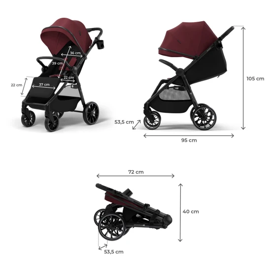 Sport-Kinderwagen Grande 2 Dark Ruby Kinderkraft KSGRAN02BRG0000