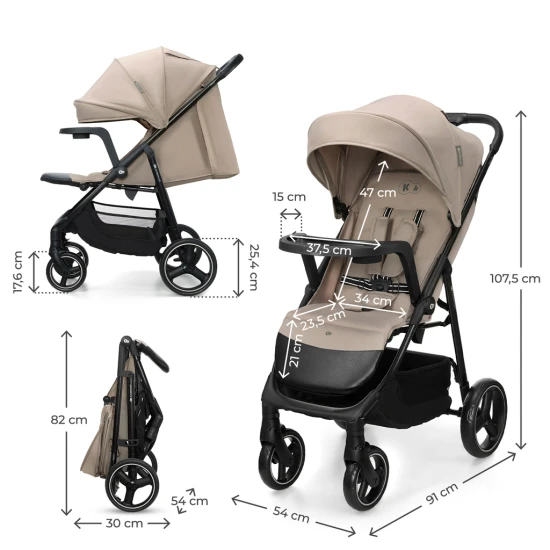 Sport-Kinderwagen Trig 3 Tray Stone Beige Kinderkraft KSTRIG03BEG000T