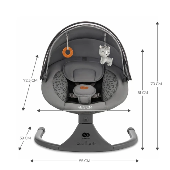 Schaukelliege mit Melodie 2in1 Lumi, bis 9 kg, Premium Dark Grey Kinderkraft KBLUMI02DGR0000