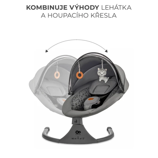 Schaukelliege mit Melodie 2in1 Lumi, bis 9 kg, Premium Dark Grey Kinderkraft KBLUMI02DGR0000