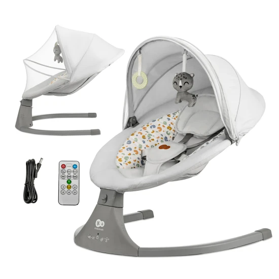 Schaukelliege mit Melodie 2in1 Lumi, bis 9 kg, Premium Light Grey Schaukelliege mit Melodie 2in1 Lumi, bis 9 kg, Premium Light Grey Kinderkraft KBLUMI02LGR0000