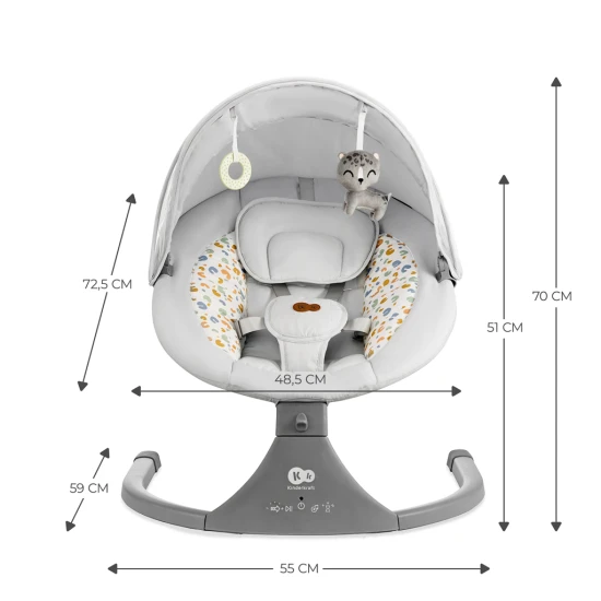 Schaukelliege mit Melodie 2in1 Lumi, bis 9 kg, Premium Light Grey Schaukelliege mit Melodie 2in1 Lumi, bis 9 kg, Premium Light Grey Kinderkraft KBLUMI02LGR0000