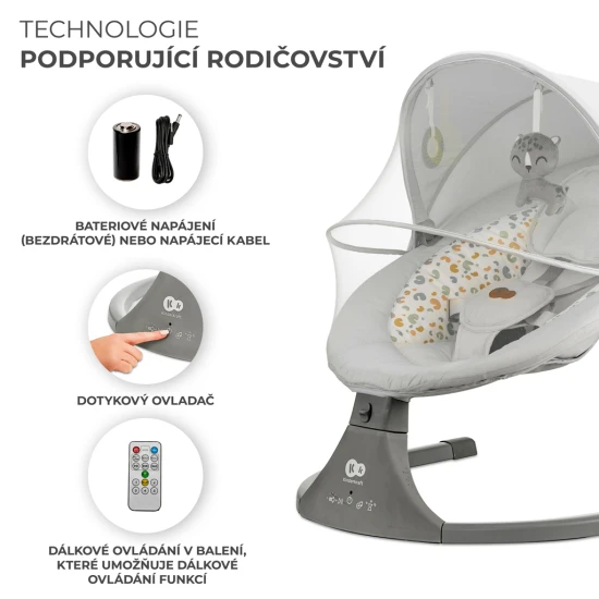 Schaukelliege mit Melodie 2in1 Lumi, bis 9 kg, Premium Light Grey Schaukelliege mit Melodie 2in1 Lumi, bis 9 kg, Premium Light Grey Kinderkraft KBLUMI02LGR0000