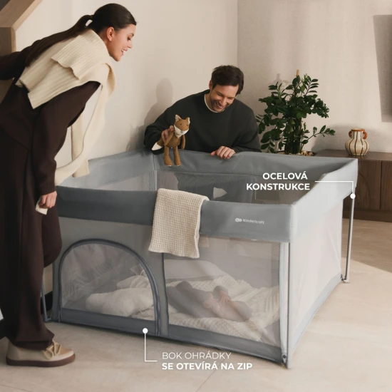 Klappbares Laufgitter Ziki Light Grey Kinderkraft KLZIKI00GRY0000
