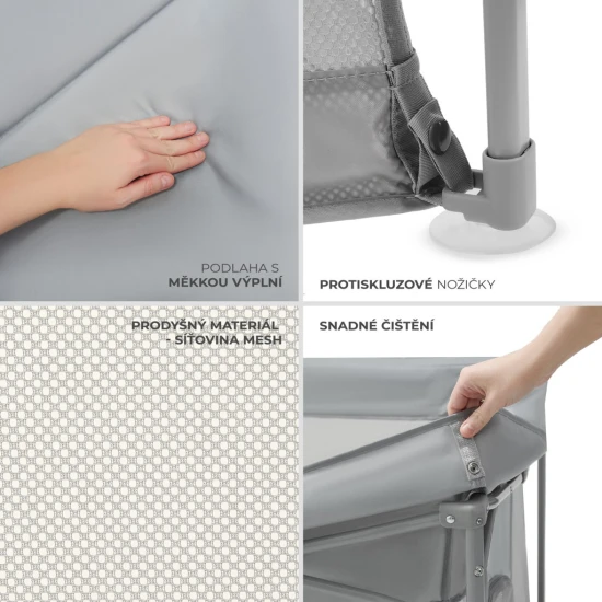 Klappbares Laufgitter Ziki Light Grey Kinderkraft KLZIKI00GRY0000