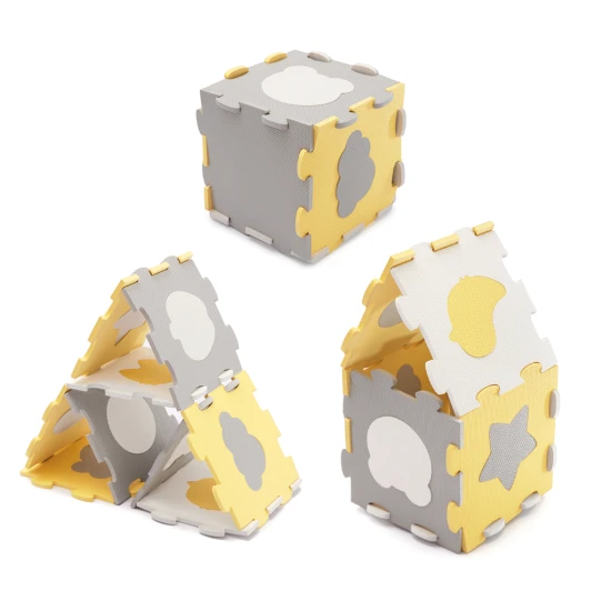 Puzzle-Schaumstoffmatte Luno Shapes 185 x 165 cm Yellow, 30ks, Premium Kinderkraft KPLUSH00YEL0000