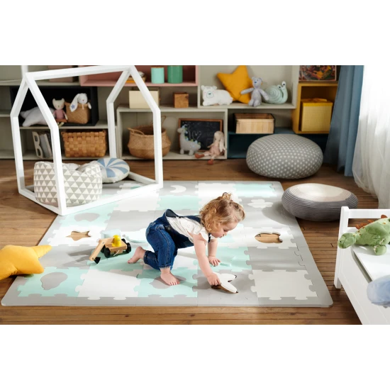 Puzzle-Schaumstoffmatte Luno Shapes 185 x 165 cm Yellow, 30ks, Premium Kinderkraft KPLUSH00YEL0000