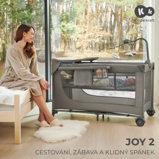 Reisebett Joy 2 mit Zubehör Dark grey Kinderkraft KLJOY02DGR000AC