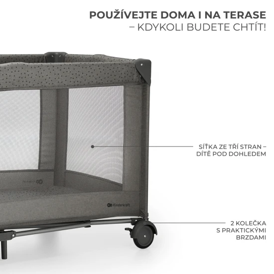 Reisebett Joy 2 mit Zubehör Dark grey Kinderkraft KLJOY02DGR000AC