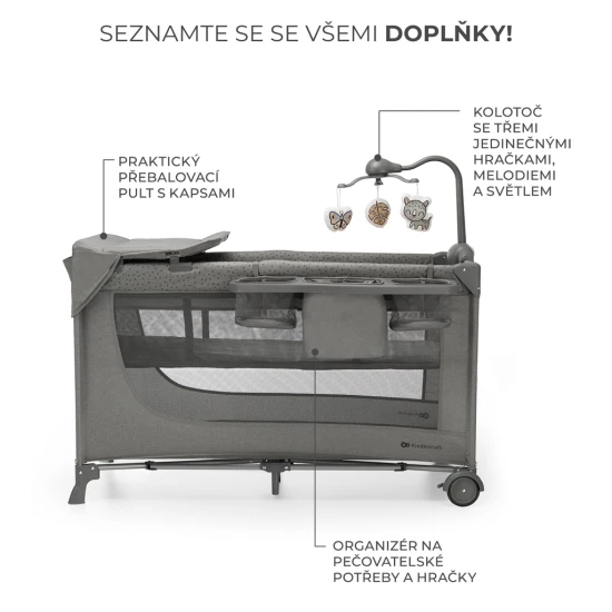 Reisebett Joy 2 mit Zubehör Dark grey Kinderkraft KLJOY02DGR000AC