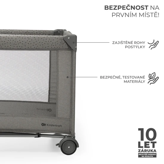 Reisebett Joy 2 mit Zubehör Dark grey Kinderkraft KLJOY02DGR000AC
