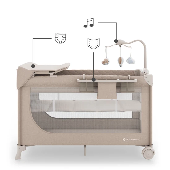 Reisebett Leody Up Beige mit Zubehör Reisebett Leody Up Beige mit Zubehör Kinderkraft KCLEODUPBEG00AC