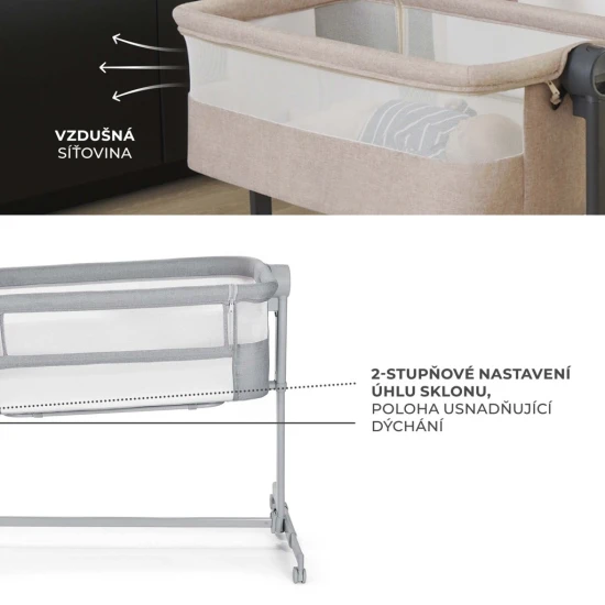 Verstellbares Kinderbett Nestee Up2 Full Light Grey Kinderkraft KLNEE002LGRF000
