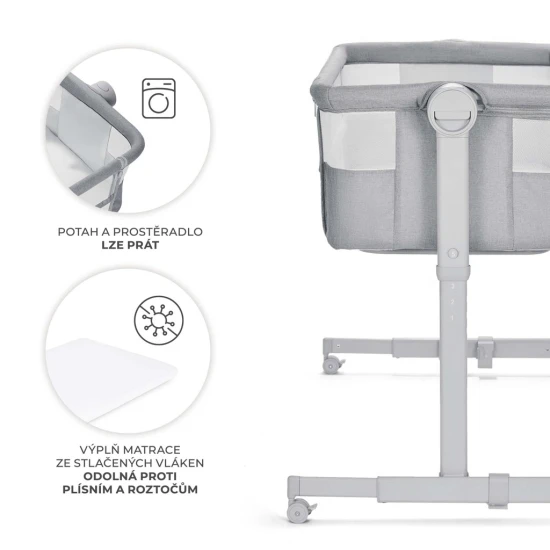 Verstellbares Kinderbett Nestee Up2 Full Light Grey Kinderkraft KLNEE002LGRF000