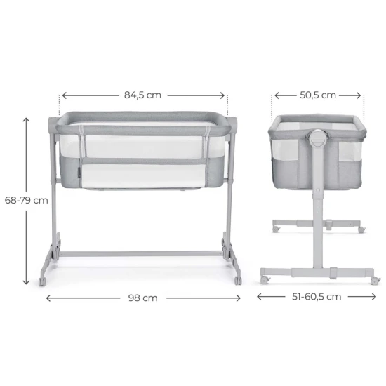 Verstellbares Kinderbett Nestee Up2 Full Light Grey Kinderkraft KLNEE002LGRF000