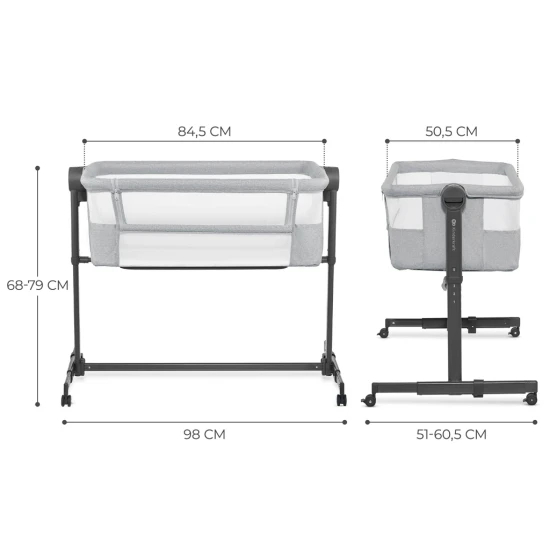 Verstellbares Kinderbett Nestee Up2 Light Grey Kinderkraft KLNEE002LGR0000