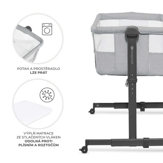 Verstellbares Kinderbett Nestee Up2 Light Grey Kinderkraft KLNEE002LGR0000