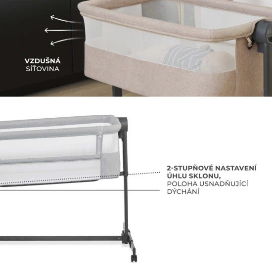 Verstellbares Kinderbett Nestee Up2 Light Grey Kinderkraft KLNEE002LGR0000