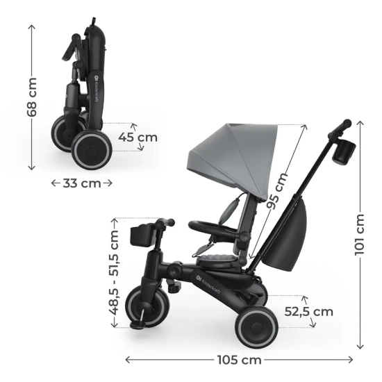 Dreirad Jazz 3 Grey, 9m+ Kinderkraft KRJAZZ03GRY0000