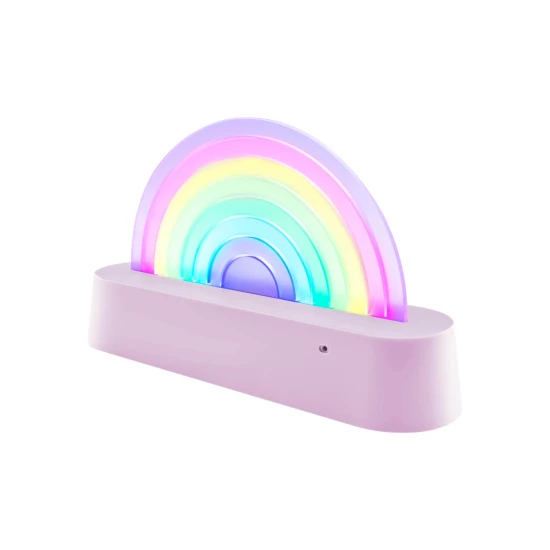 Die tanzende Regenbogenlampe in Lila wechselt im Rhythmus der Musik ihre Farbe.