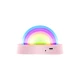 Die tanzende Regenbogenlampe in Pink wechselt im Rhythmus der Musik ihre Farbe.