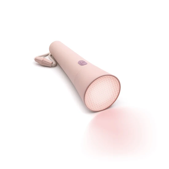 Moderne, ökologische und praktische dimmbare Taschenlampe in Pink.