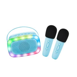 Bluetooth Karaoke-Partyset + 2 Mikrofone Blau