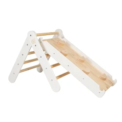 Holzleiter mit Rutsche und Kletterwand 2in1