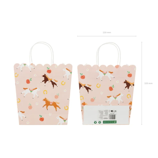 Rosa Geschenktüte mit süßem Pferdemotiv.