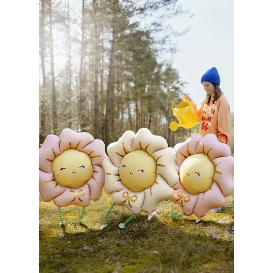 Folienballon in Form einer zartrosa Blume mit einem Durchmesser von 104 cm