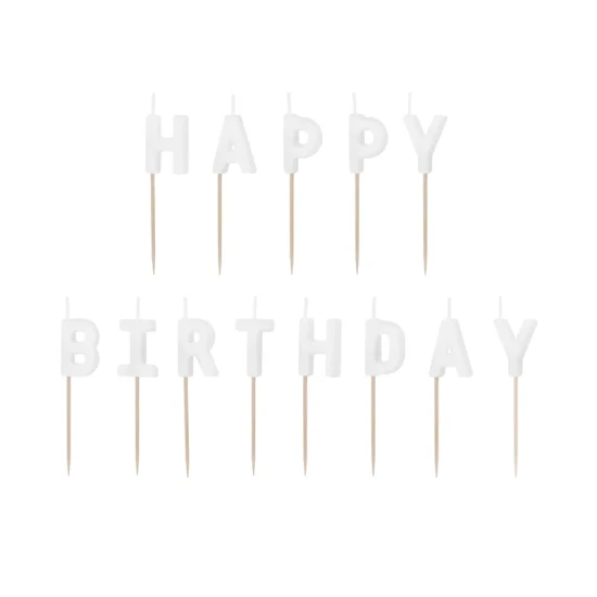 Kerzen mit der Aufschrift Happy Birthday - 13 Stück Geburtstagskerzen auf der Torte