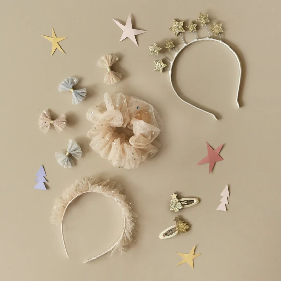 Haarspangen Weihnachtsbaum – Gold, 2 Stück, glitzernde Weihnachtsspangen