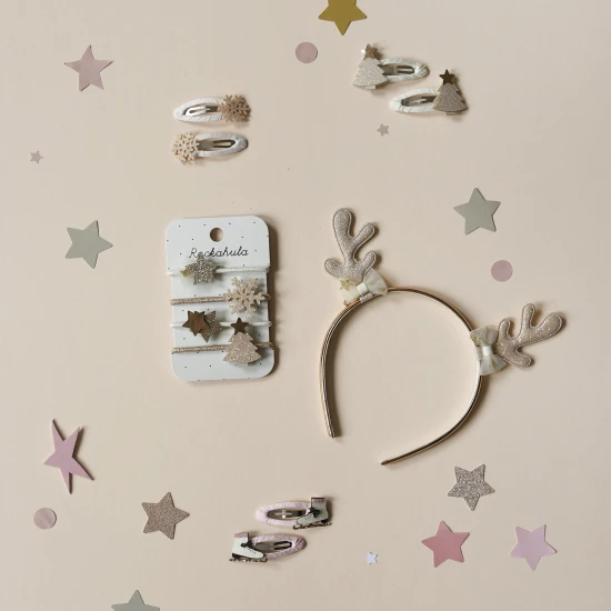 Haarreif mit Weihnachtsmotiv und Rentiergeweih-Design. 