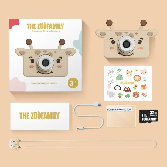 Kinder-Digitalkamera für jede Reise mit Giraffenmotiv.