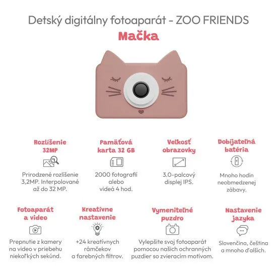 Kinder-Digitalkamera für jede Reise mit Katzenmotiv.