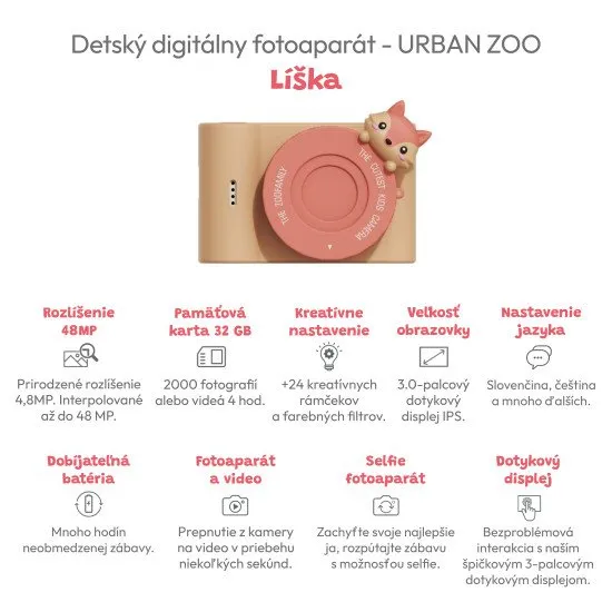 Kinderkamera mit Selfie-Kamera zum Thema Tiere.