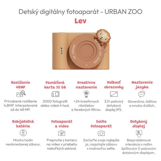 Kinderkamera mit Selfie-Kamera zum Thema Tiere.