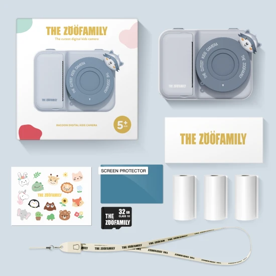 Kinder-Sofortbildkamera Zoo Print Waschbär Zoofamily