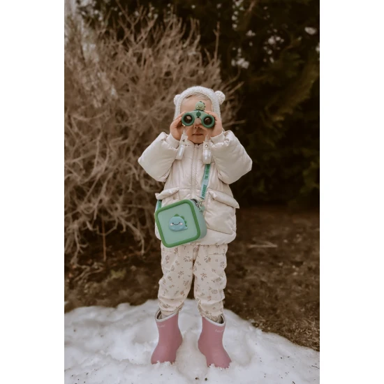 Kinderfernglas Zoo Eyes in Dinosaurierform mit grünem Design und 8-facher Vergrößerung