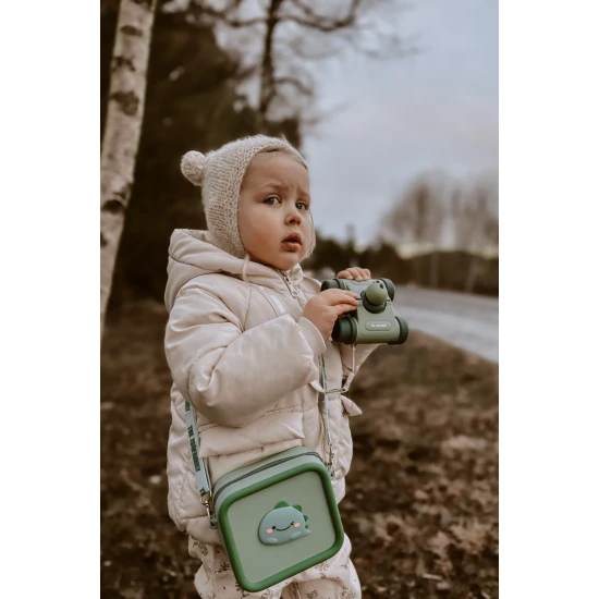 Kinderfernglas Zoo Eyes in Dinosaurierform mit grünem Design und 8-facher Vergrößerung