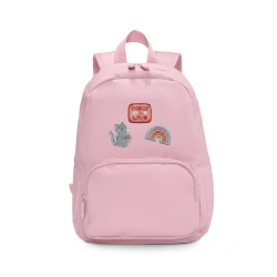 Kinderrucksack mit wechselbaren Aufnähern Pink