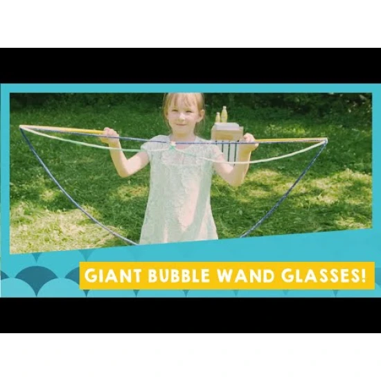 Set zur Herstellung von Seifenblasen. Enthält Stäbchen mit Schnur und Flüssigkeit.