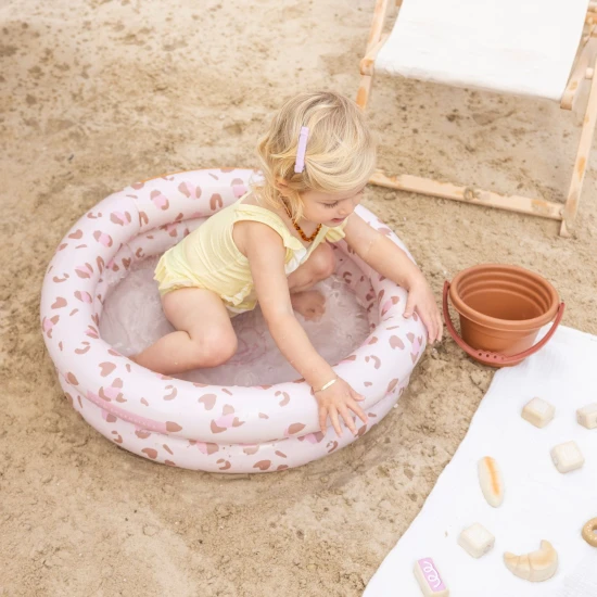 Aufblasbarer Kinderpool Old pink Leopard 60 cm mit Altrosa-Leopardenmuster, 2 Luftkammern