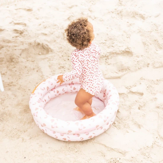 Aufblasbarer Kinderpool Old pink Leopard 60 cm mit Altrosa-Leopardenmuster, 2 Luftkammern